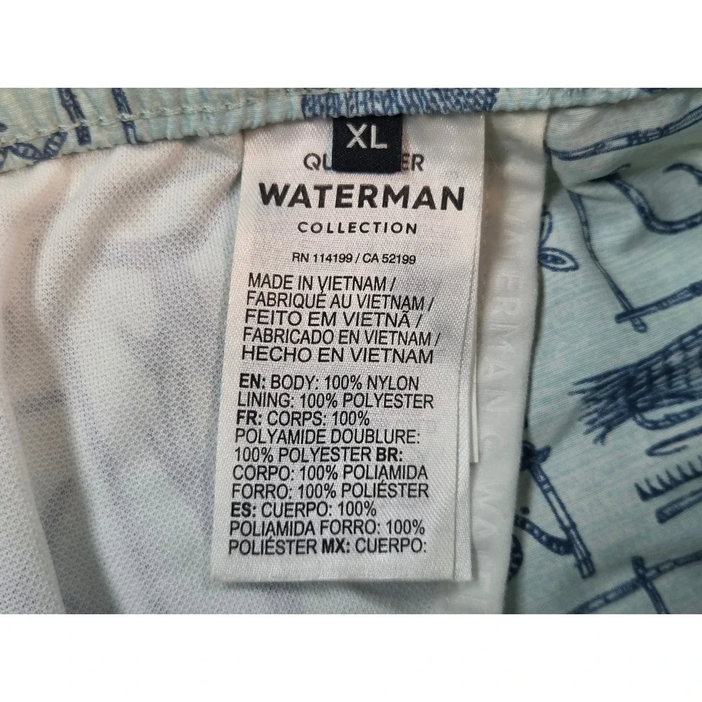 Quiksilver Waterman Fishing Board Shorts Mens XL Blue Marlin Print Swim Trunks
